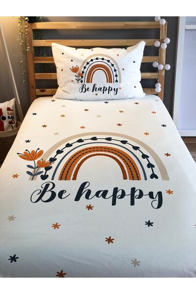 Evmila Gökkuşağı Desenli Dekoratif Yatak Örtüsü