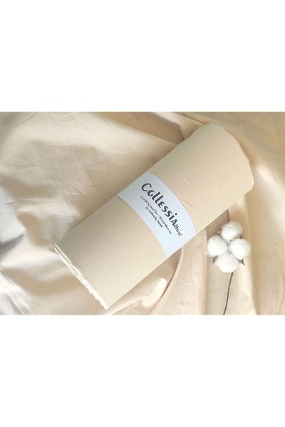 CollessiaHome Premium Single 100% Cotton Poplin Sheet Set - Elastic, 100x200 Cm, Beige