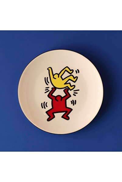 Bella Maison Set of 4 Double Porcelain Cake Plates by Keith Haring (19 cm)