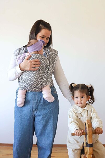 ZuBu Dokuma Wrap Sling Papatya Gri Organik Pamuk Ve Bambu Anakucağı