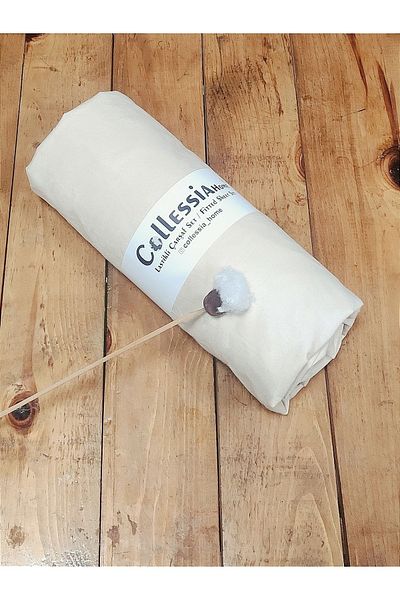 COLLESSİA Single Premium Quality 100% Cotton Poplin Bed Sheet - Unpadded, Elasticated, 100X200 cm - Cream