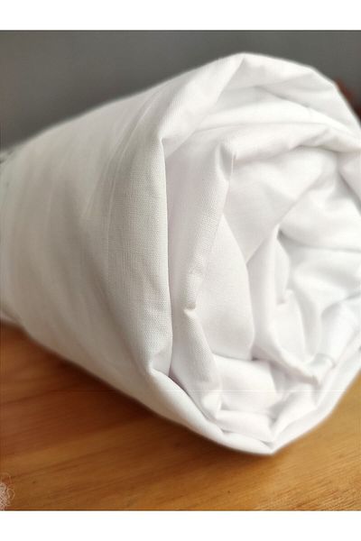 COLLESSİA White 100% Cotton Poplin - Double Elastic Sheet Set
