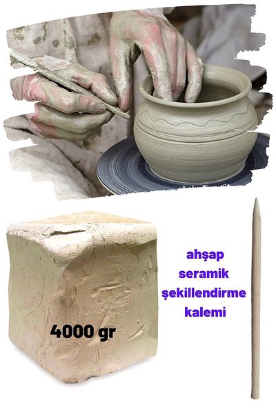 O&S Oyun ve Sanat Eğlen-Üret 4000 g Ceramic Dough Clay Mud, White Play Dough Set 4 Kg Ebeşuar