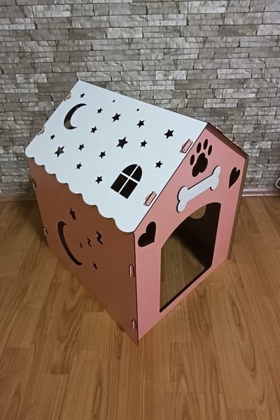 HOBİCİM İsme özel Küçük ırk iç mekan Köpek evi kulübesi iç mekan, pembe beyaz