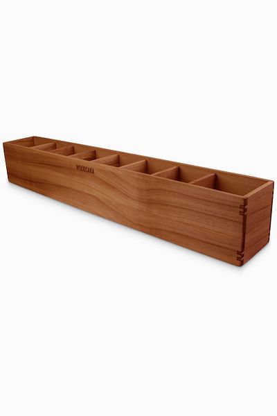 Woodsaka Suport pentru stilouri reglabil în 8 secțiuni Reka - Lemn de cireș - 58,2 cmx8,2 cmx9,2 cm