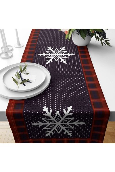 Evmila Snow Crystal Patterned Velvet Runner