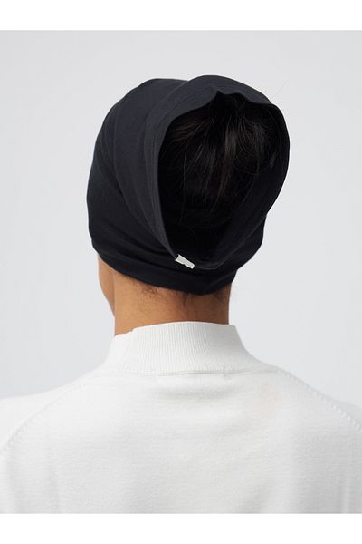 Femple Modest Black Practical Plain Bonnet - Tube Underscarf