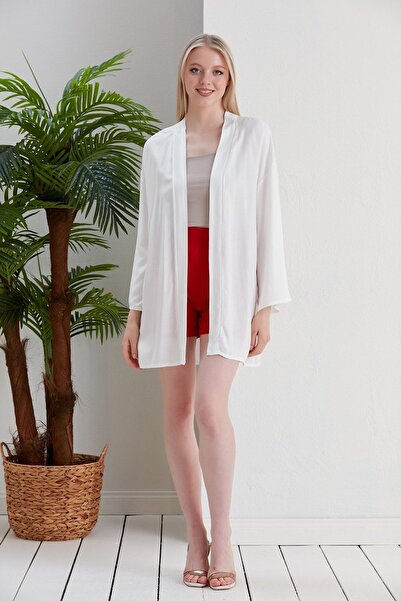 forte bella FB-0045 WHITE VISCOSE BEACH KIMONO