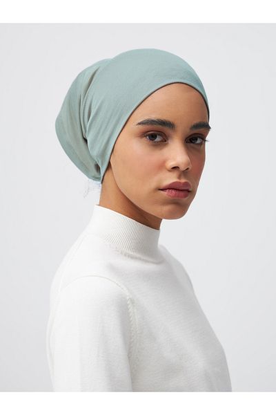 Femple Modest Mint Colored Practical Plain Bonnet - Tube Underscarf