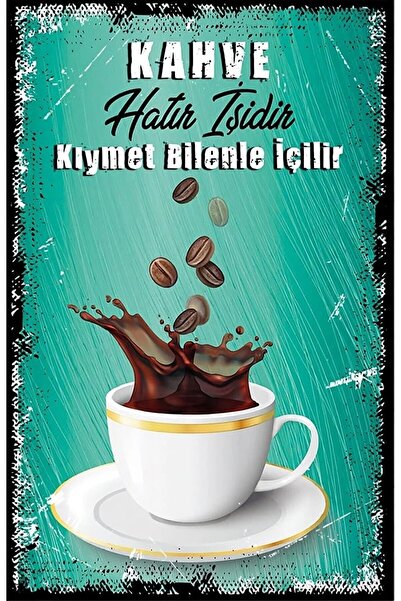 Minik Mucizeler Çay Ve Kahve Temalı Retro Ahşap Poster