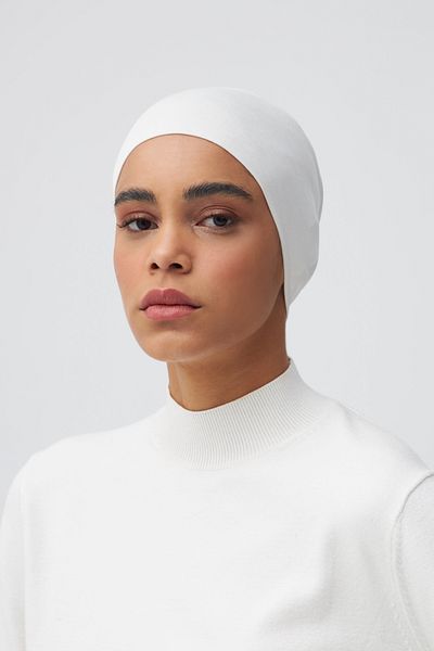 Femple Modest غطاء رأس مسطح عملي بلون عاجي