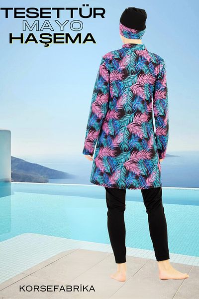 korsefabrika trend mood store Set de costum de baie și top hijab pentru interior cu model