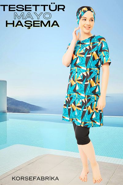 korsefabrika trend mood store New Generation Short Pacated and Short Sleeve Testature Swimsuit