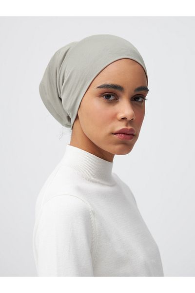 Femple Modest Gray Green Practical Plain Bonnet - Tube Underscarf