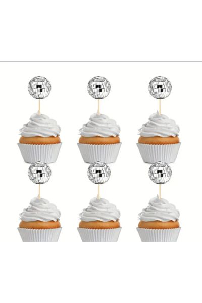 bizdenpastacılık Disco Ball Cake Ornament 1 Piece 2 cm Mirror