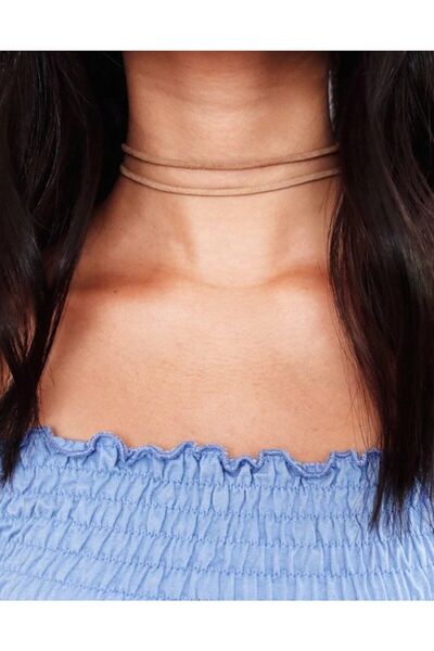 Nishstyle Ikili Birleşik Ince Kesim Taba Renk Güderi Choker