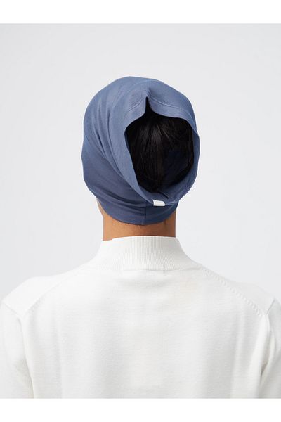 Femple Modest Denim Blue Practical Plain Bonnet Tube Underscarf