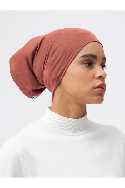 Femple Modest غطاء رأس مسطح عملي بلون تيراكوتا - وشاح سفلي أنبوبي