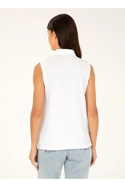 U.S. Polo Assn. Η.Π.Α. Polo Assn. Λευκό γυναικείο μπλουζάκι Polo Neck - GUA DMLS