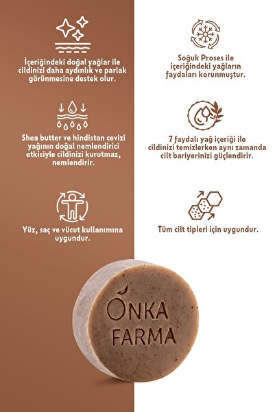 OnkaFarma Onka Farma Vanilya & Tarçın Doğal Sabun 100 gr Cilt Detoksu Arındırıcı Yenileyici Katı Sabun