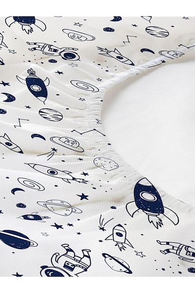Evmila Space Shuttle Patterned Printed Single Elastic Sheet Set