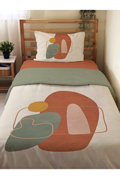Evmila Двосторонній сучасний комплект постільної білизни без простирадла, 2 предмети, з принтом, односпальний, зелений