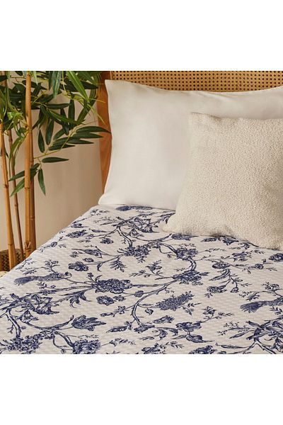 Bella Maison 100% βαμβάκι Luke Μονό εμπριμέ πικέ μπλε (150x220 cm