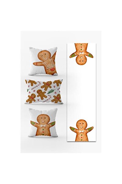 Evmila Новорічний набір з 3 подушок і скатертини - 4 штуки