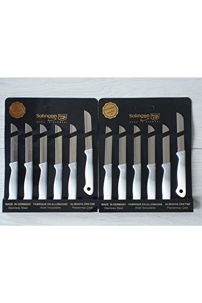 Solingen Gümüş Ebruli Tırtıklı Meyve Bıçakları 12 Li Orjinal Damgalı Kutusunda
