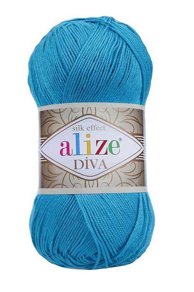 Alize Diva Mercerized 5 pieces Thin String Summer Bikini Set - Turquoise Blue 245 Knitted String