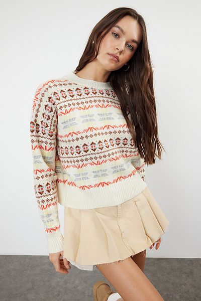 Trendyol Collection Wide Fit Soft Textured Patterned Knitwear Sweater - TWOAW23KZ00211