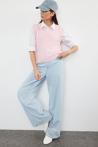 Trendyol Collection Rózsaszín gyapjú kötöttáru pulóver TWOAW25SV00007