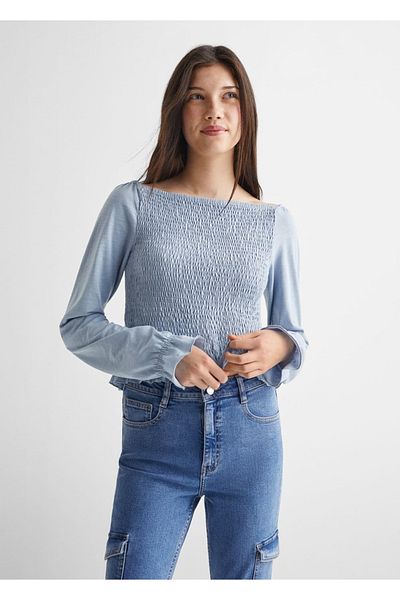 Mango Teen Tricou cu maneci lungi cu volane