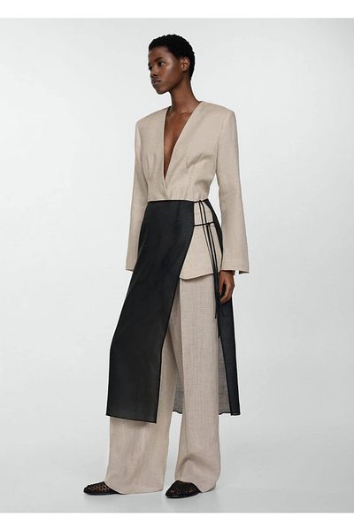 MANGO Woman Linen Relaxed Cut Pants