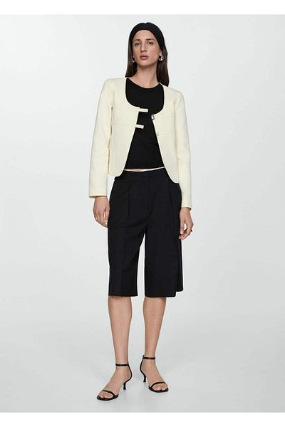 MANGO Woman Contrast Striped Bermuda Shorts
