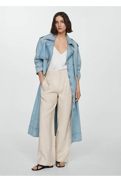 MANGO Woman 100% linen wideleg pants
