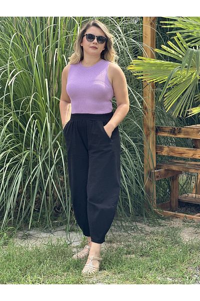 Die&More BLACK GABARDINE FABRIC SHALVAR PANT