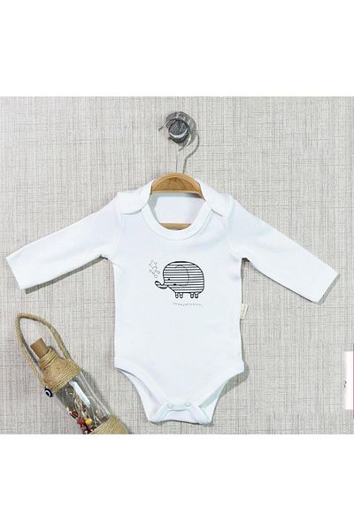 TRENDİMİZBİR Elephant Printed Snap Baby Bodysuit