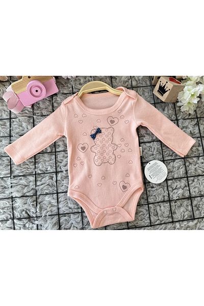 TRENDİMİZBİR Teddy Bear Heart Printed Snap Baby Bodysuit