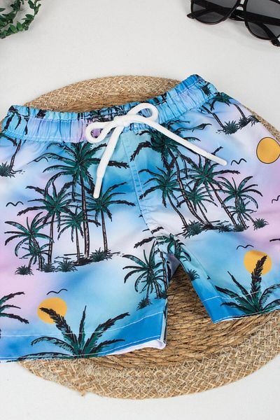 TRENDİMİZBİR Băiat - Pantaloni scurți de baie cu model palmier