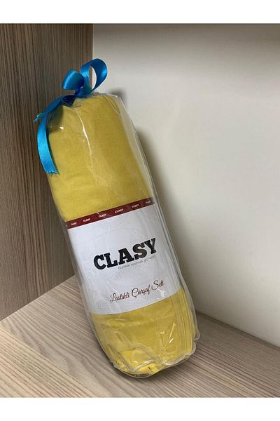 Clasy Ranforce Fitted Sheet Set Single Mustard