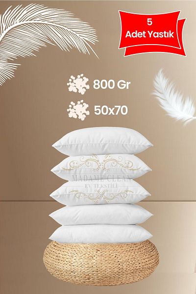 Madame Clean Home 5 Pieces Antiallergic Bead Silicone Pillow 800 gr / 50x70