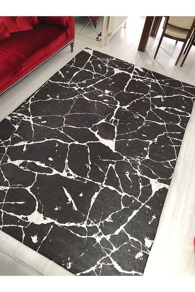 Madame Clean Home Model nou Husa de covor din catifea elastica din marmura neagra