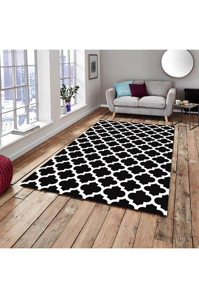 Madame Clean Home Ελαστικό βελούδινο κάλυμμα χαλιού με μοντέρνο σχέδιο