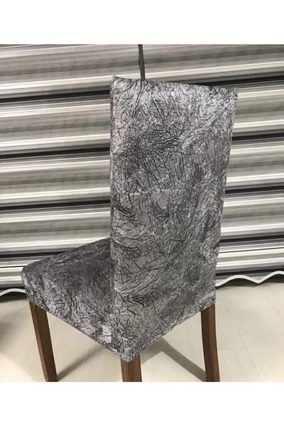 Madame Clean Home Κάλυμμα καρέκλας 6 τεμαχίων Lycra Silk Velvet Vein Pattern