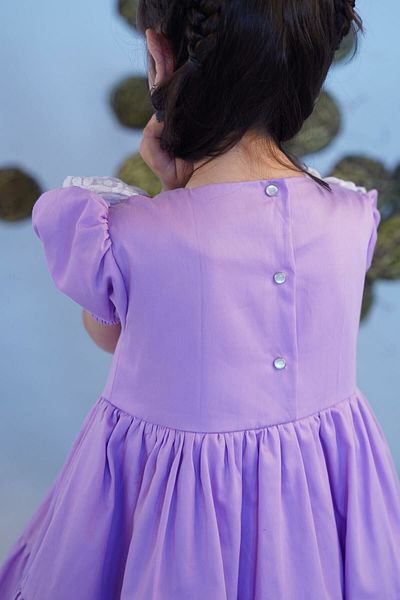 Bertuğ Bebek Rochie de seara pentru fetita din satin de bumbac din dantela liliac