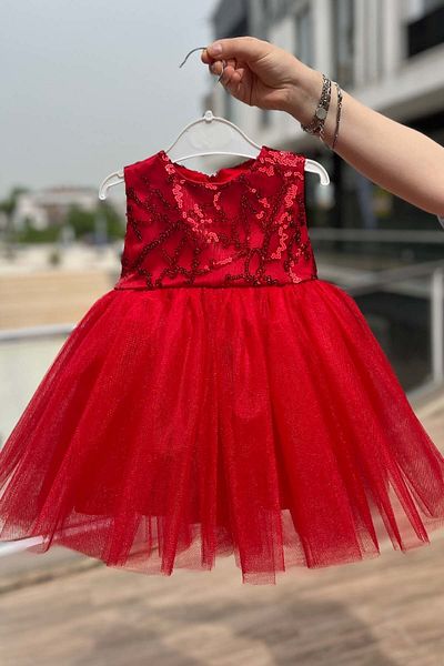 Bertuğ Bebek Sequin and Crystal Tulle Girl Kids Baby Henna Henna Mevlüt Evening Dress