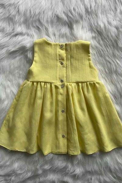 Bertuğ Bebek Yellow Embroidered Sile Cloth - Baby Girl Summer Cotton Dress