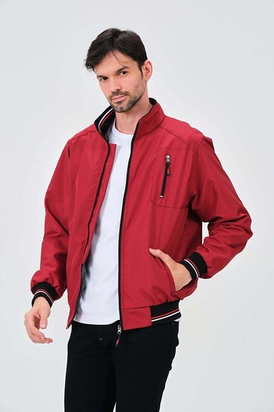 Marjinal City Burgundy Shirt Lined Water and Windproof Seasonal Ribbed Men's Coat