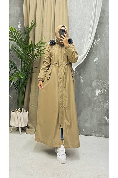 Marjinal City Μπεζ γούνινο εσωτερικό και αδιάβροχο γυναικείο χειμωνιάτικο παλτό & παλτό πλήρους μεγέθους